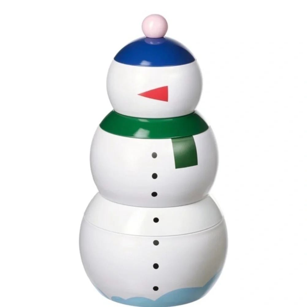 Cookie tin snowman IKEA Colorful Stacking dry good storage Christmas table decor